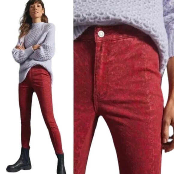 Anthropologie Pilcro High Rise  Denim Flocked Legging Size 26 - Picture 3 of 9